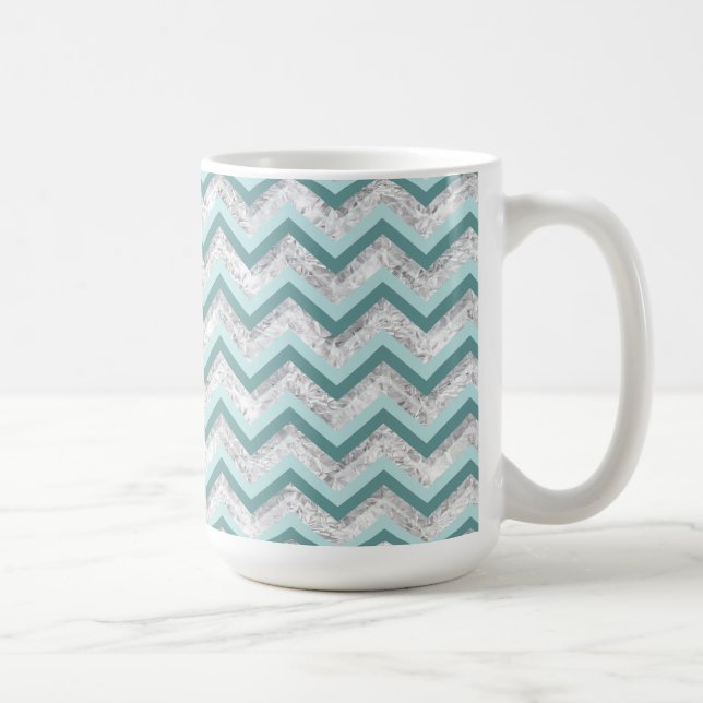 Aquamarines Zigzag-Muster Tasse (Rechts)