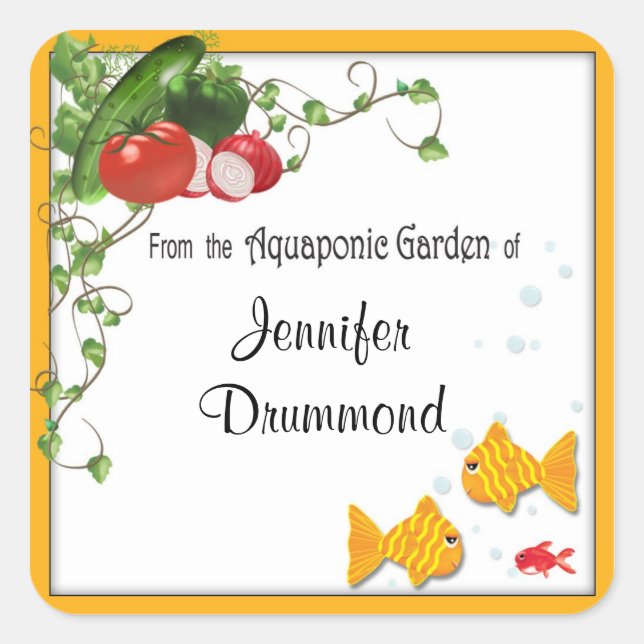 Aquaponische Gärtneretiketten Quadratischer Aufkleber (Vorderseite)