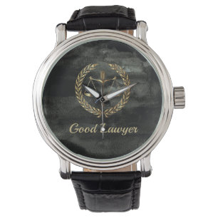 Aquarel Schwarzes und Goldrechtsanwalt Armbanduhr