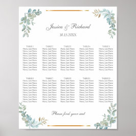 Aquarell 10 Tische Seatabelle Plakatzeichen Zeiche Poster