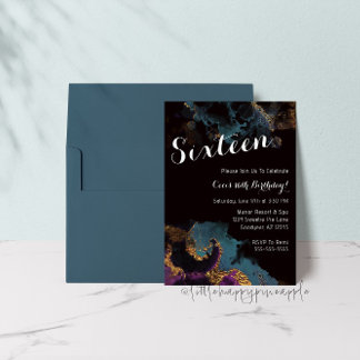 Aquarell 16 Geburtstagsfeier Einladung