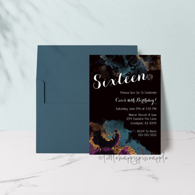 Aquarell 16 Geburtstagsfeier Einladung (Von Creator hochgeladen)