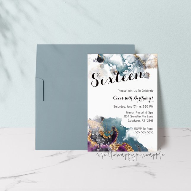 Aquarell 16 Geburtstagsfeier Einladung (Von Creator hochgeladen)