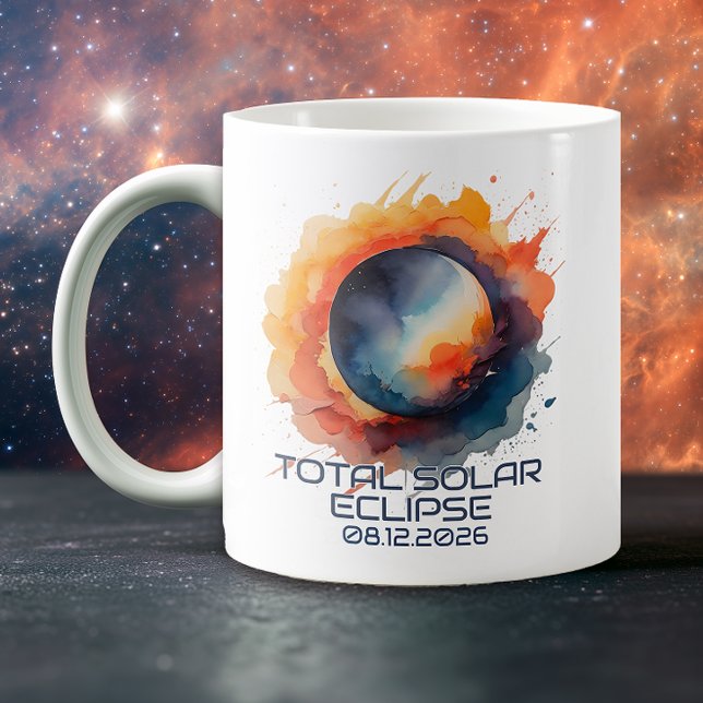 Aquarell 2026 Eclipse Erinnerungsstück Kaffeetasse (Solar Eclipse Keepsake Mug)