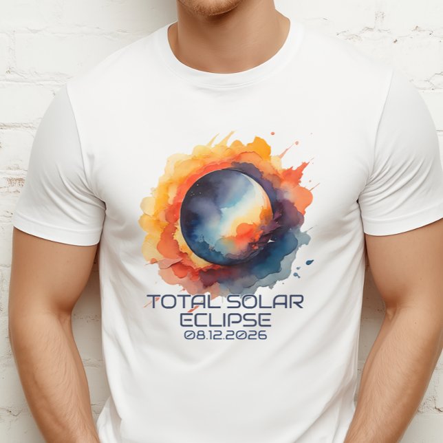 Aquarell 2026 Eclipse Erinnerungsstück T-Shirt (Colorful Solar Eclipse Souvenir Tshirt)