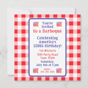 Aquarell 250 Geburtstag USA-Flagge Rotkariert Save The Date