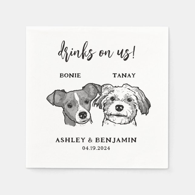 Aquarell 2 Hunde gegenüber Haustiergetränken bei H Serviette (Vorderseite)