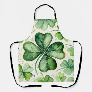 Aquarell 4-Blatt-Klee Glücks-Shamrock Irischer Eri Schürze