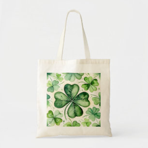 Aquarell 4-Blatt-Klee Glücks-Shamrock Irischer Eri Tragetasche
