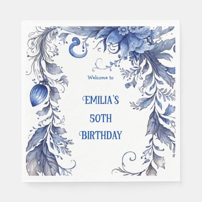 Aquarell 50. Geburtstag | Sommer Serviette (Vorderseite)