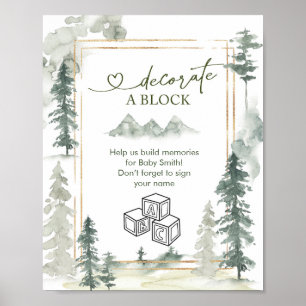 Aquarell-Abenteuer-Wald-Dekorationsblock-Schild Poster