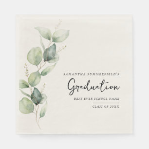 Aquarell-Abschluss 2026 Eukalyptus-Papier Serviette