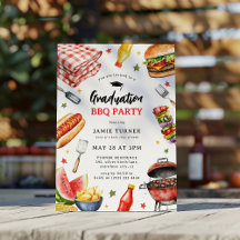 Aquarell-Abschluss-BBQ-Party