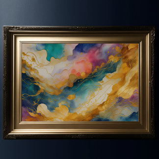 Aquarell Abstrakt Bio Gold Poster