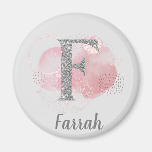 Aquarell Abstrakt & Glitzer Letter F Magnet