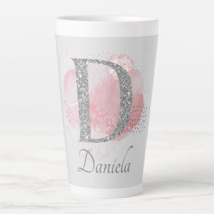 Aquarell Abstrakt und Glitzer Letter D Milchtasse