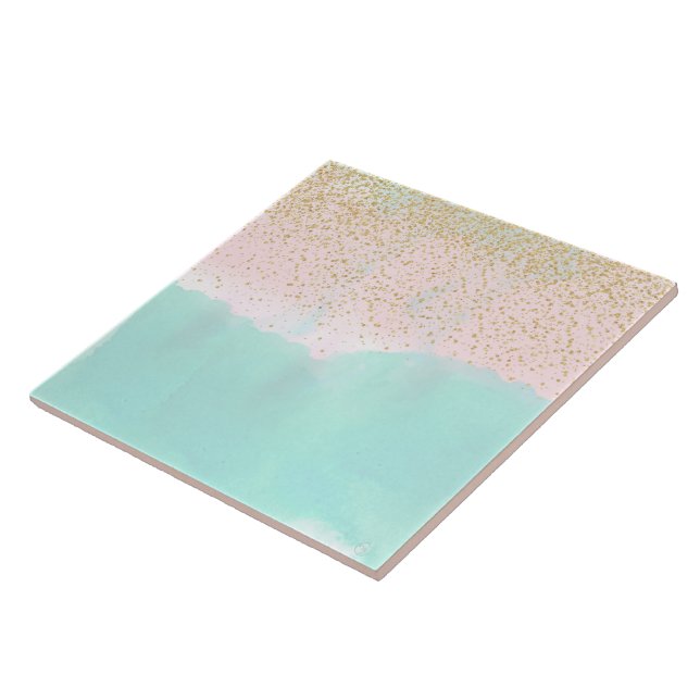 Aquarell abstrakt und goldfarben Konfetti-Design Fliese (Seite)