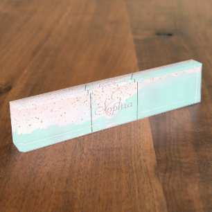 Aquarell abstrakt und goldfarben Konfetti-Design Namensplakette