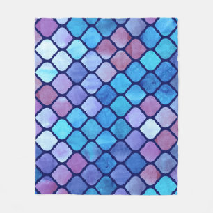 Aquarell-Abstrakte Geometrische Arabische Fliesen Fleecedecke