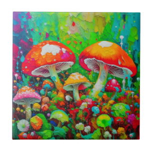 Aquarell-Abstrakte Pilze Fliese