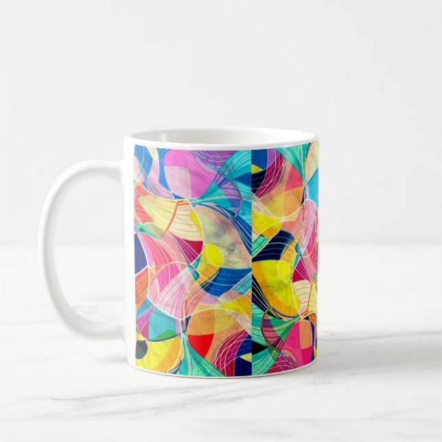 Aquarell abstrakter Hintergrund mit Fanta Kaffeetasse (Links)