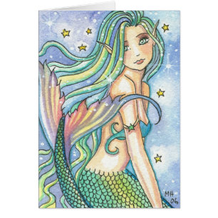 Aquarell-ACEO-Meerjungfrau-Karte