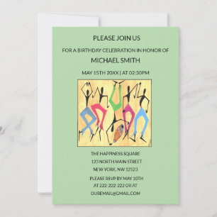 Aquarell, Acrobatic Dance Celebration Birthday Einladung