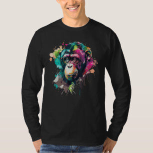 Aquarell-Affe Schimpanse Farbige Tierwelt T-Shirt