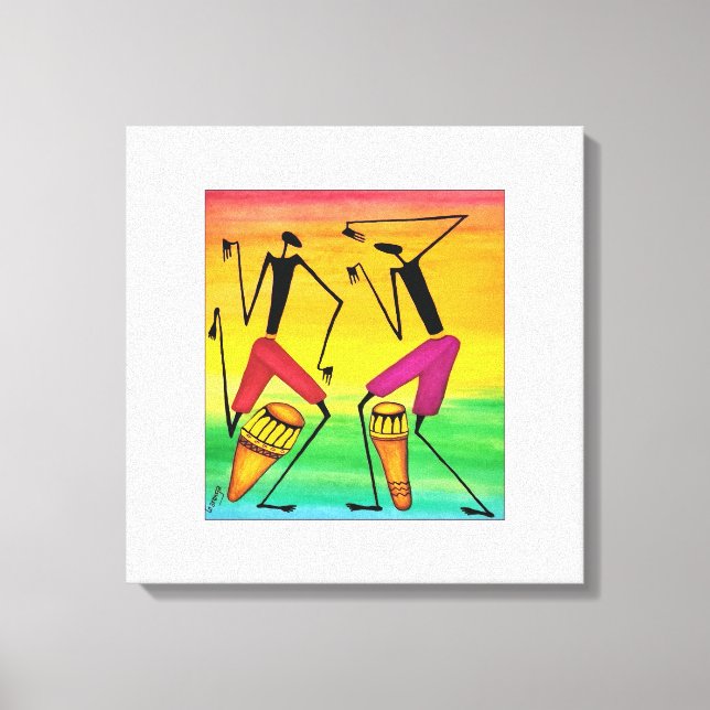 Aquarell, afrikanische Kunst, Phantastisch afrikan Leinwanddruck (Vorderseite)