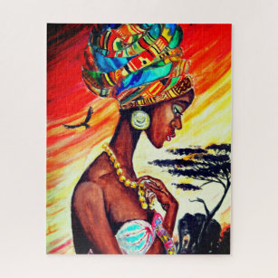 Aquarell - Afrikanische Prinzessin - Schön - Kunst Puzzle