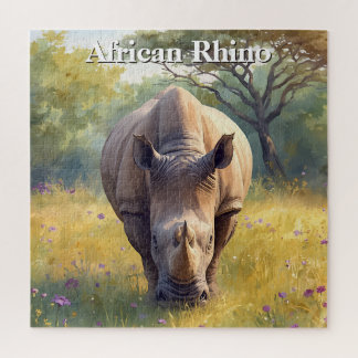 Aquarell Afrikanischer Buschveld-Nashorn Puzzle