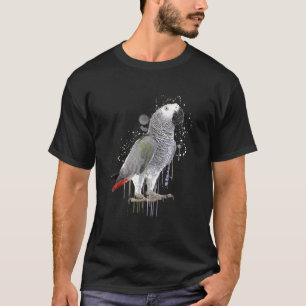 Aquarell Afrikanischer Graupapagei Vogel Natur Flü T-Shirt
