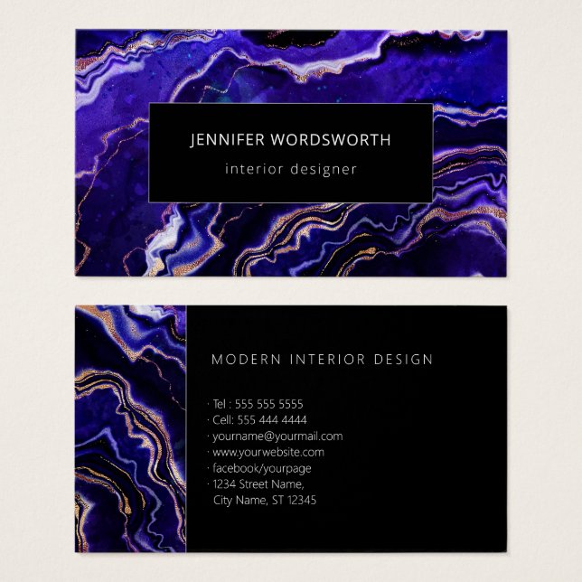 Aquarell Agate Moderne Berufliche Lila Geode (Vorne & Hinten)