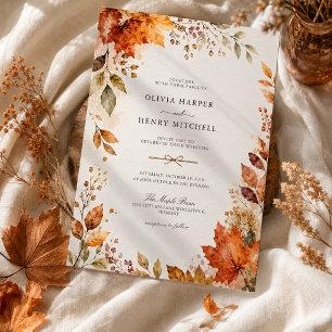 Aquarell-Ahornblatt-Rustikale-Herbst-Hochzeit Einladung