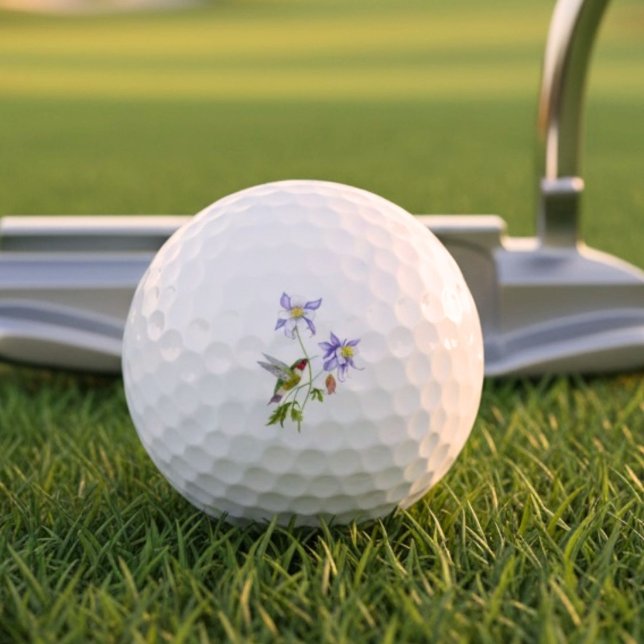 Aquarell-Akelei mit Kolibri  Golfball (Von Creator hochgeladen)
