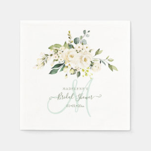 Aquarell Alabaster Rose Eukalyptus Brautdusche Serviette