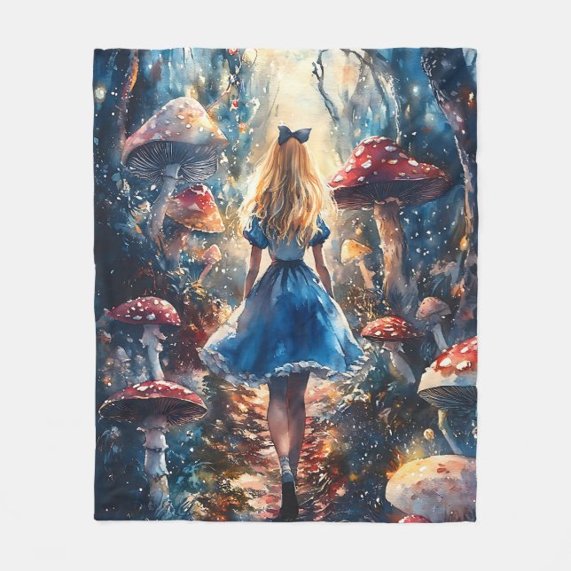 Aquarell Alice im Wunderland Fleecedecke (Vorderseite)