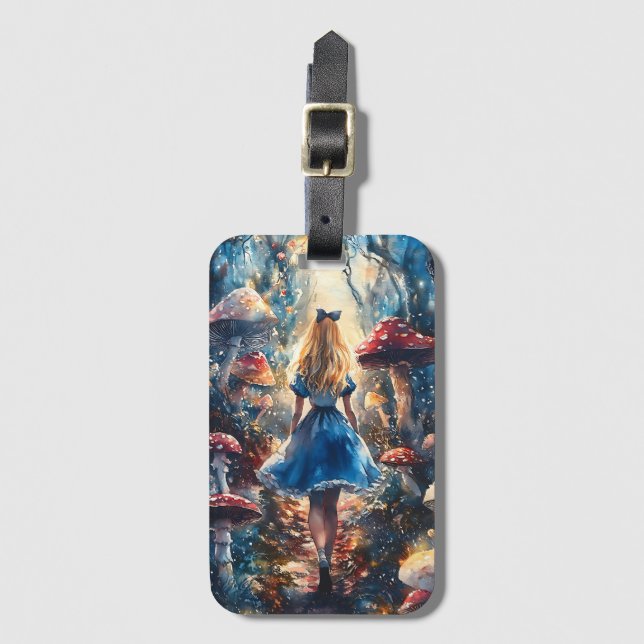 Aquarell Alice im Wunderland Gepäckanhänger (Vorderseite Vertikal)