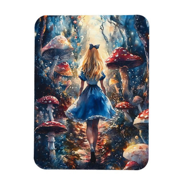 Aquarell Alice im Wunderland Magnet (Vertikal)