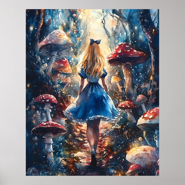 Aquarell Alice im Wunderland Poster (Vorne)