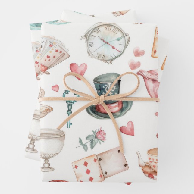 Aquarell Alice Muster  Geschenkpapier Set (Beispiel)