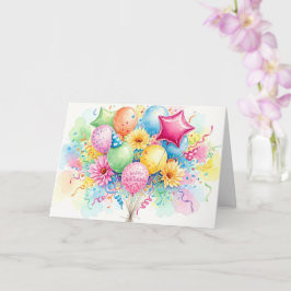Aquarell Alles Gute zum Geburtstag Luftballons und Karte
