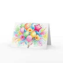 Aquarell Alles Gute zum Geburtstag Luftballons und