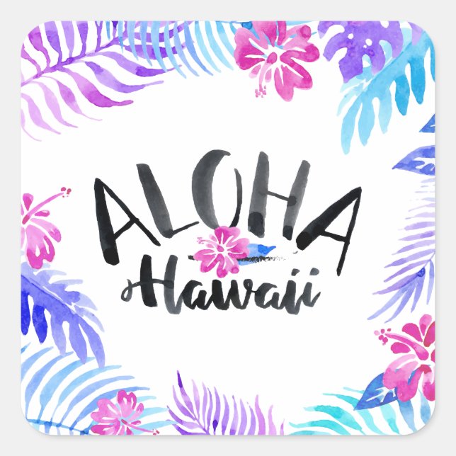 Aquarell Aloha Hawaii Tropical | Aufkleber (Vorderseite)