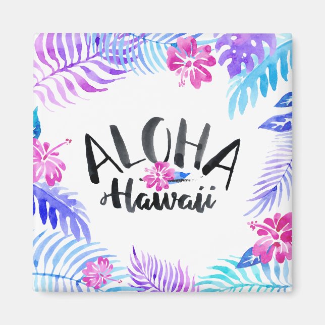 Aquarell Aloha Hawaii Tropical | Magnet (Vorne)