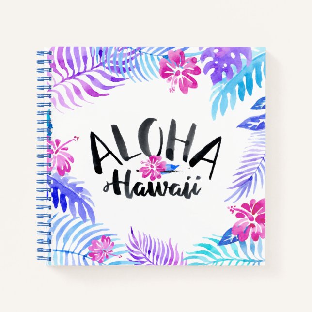Aquarell Aloha Hawaii Tropical | Notebook Notizbuch (Vorderseite)