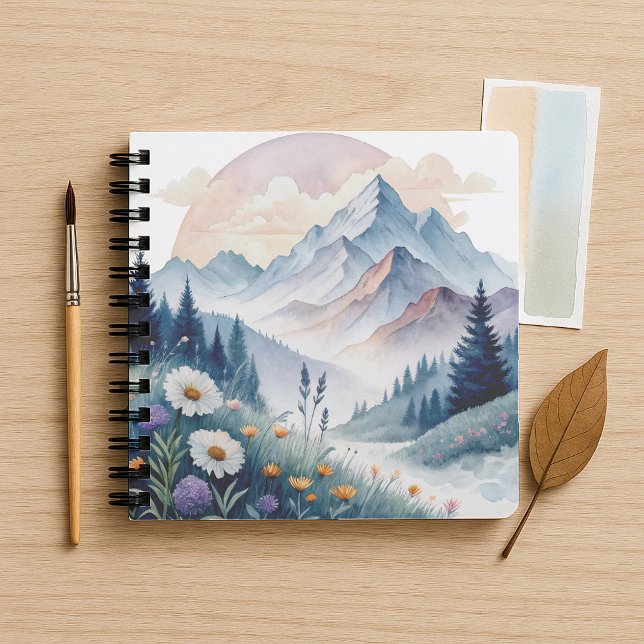 Aquarell Alp Landschaft mit Wildblumen Notizbuch (Von Creator hochgeladen)