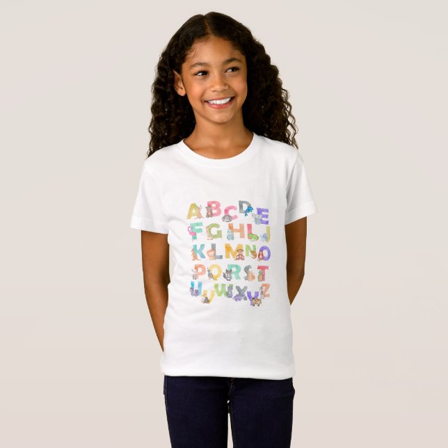 Aquarell-Alphabet-Tiere T-Shirt (Vorne ganz)