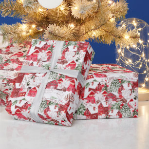 Aquarell Altes Weihnachten Land im Schnee Geschenkpapier