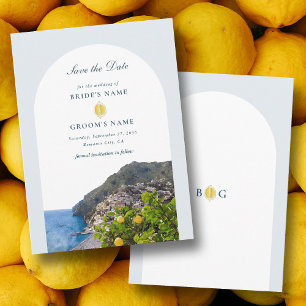 Aquarell Amalfi-Küste Arch Italien Zitronen Hochze Save The Date